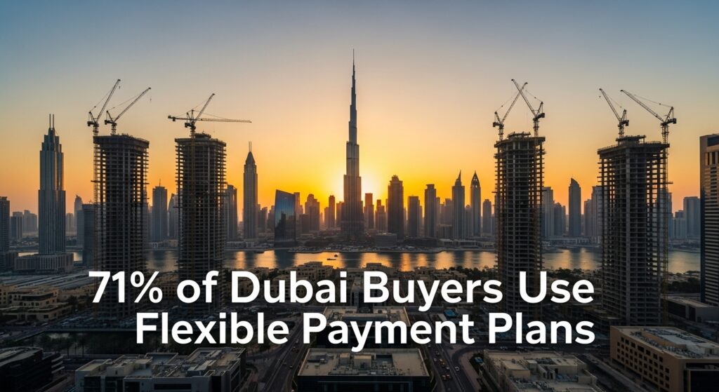Dubai skyline construction cranes showing off-plan property development growth 2025